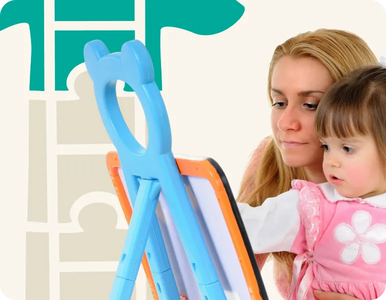 Mom and daughter drawing together