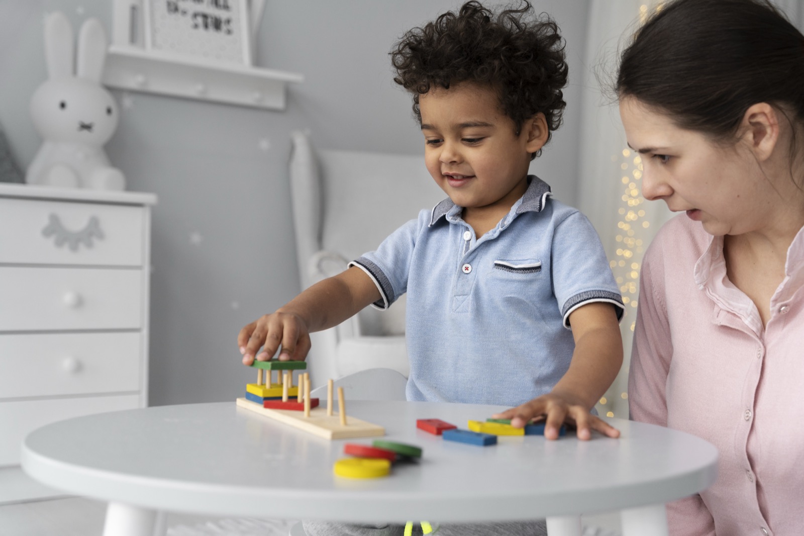 A child enjoying an educational game