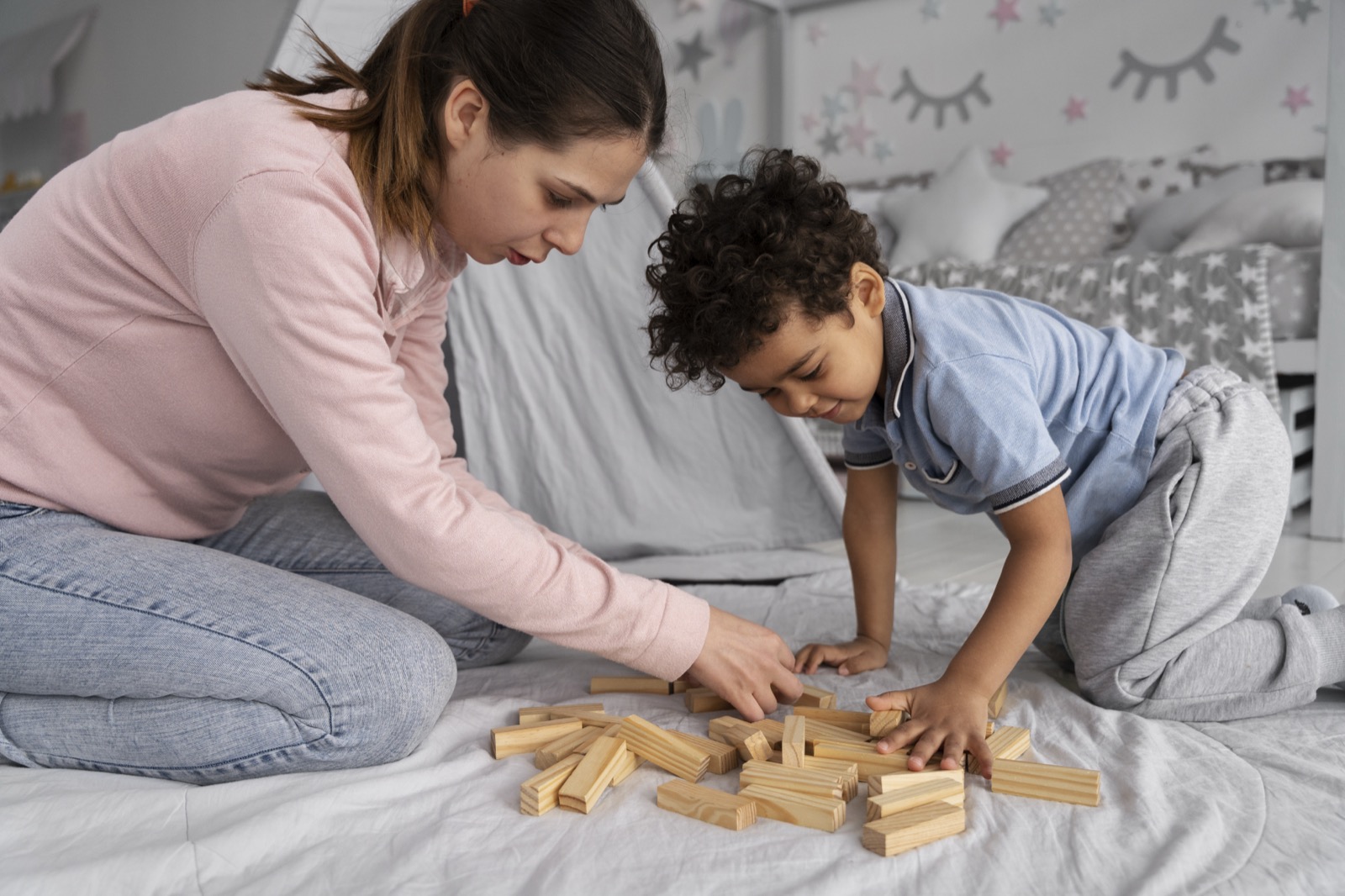 A child enjoying an educational game