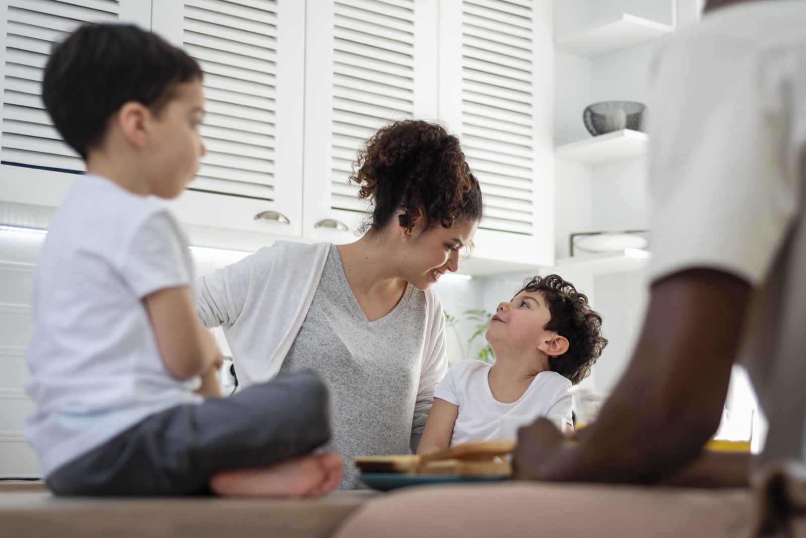 A family spending time together at home
