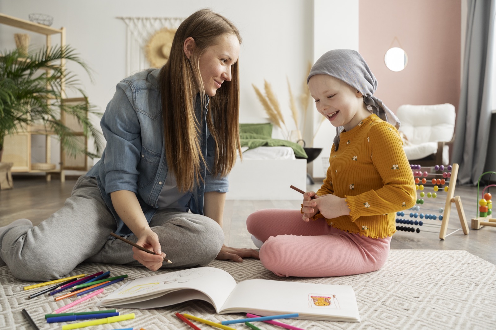 A mother spending time with her child during a therapy session