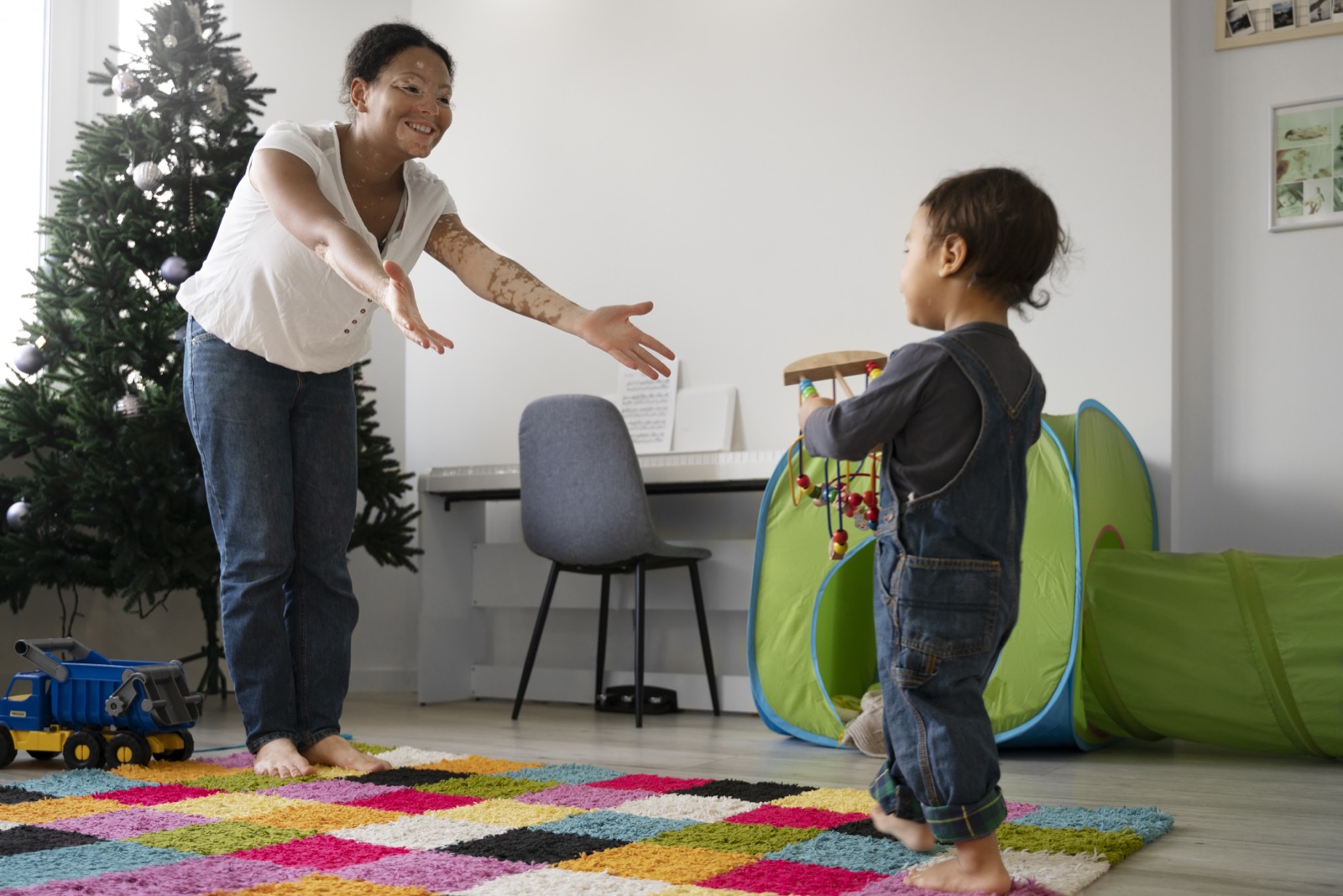 A mother and child having fun together