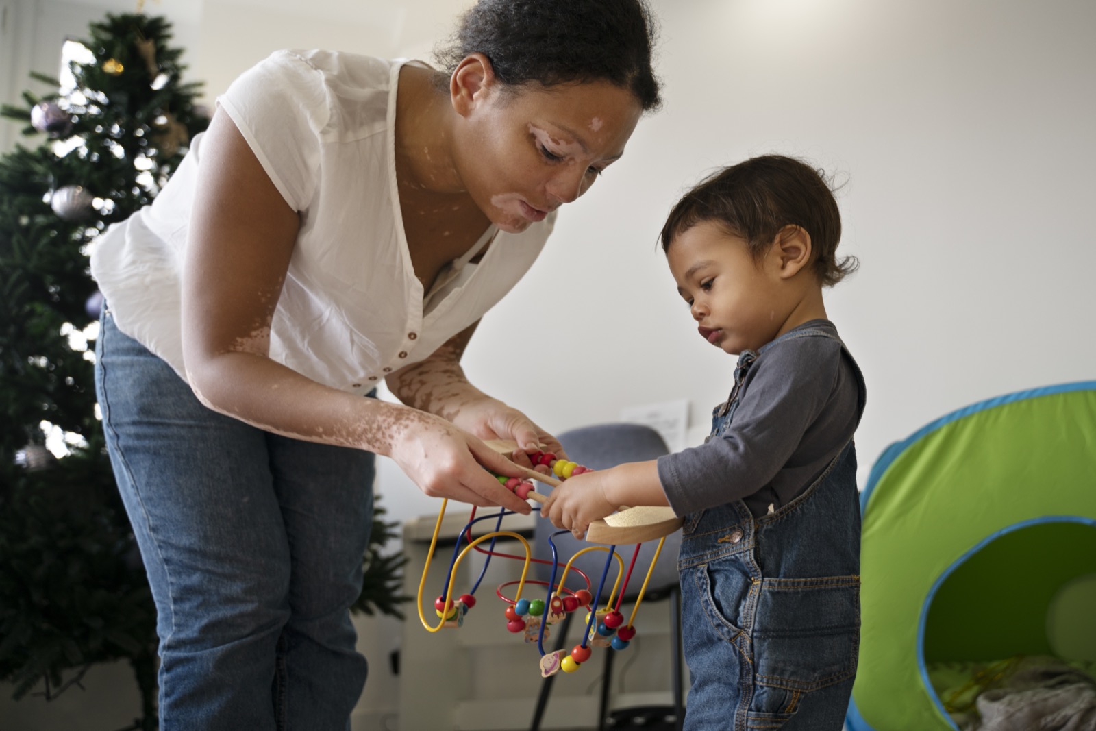 A mother and child having fun together