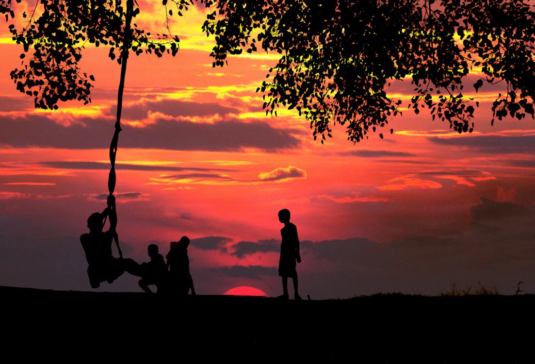 Free Silhouette Photo of Children Playing Stock Photo